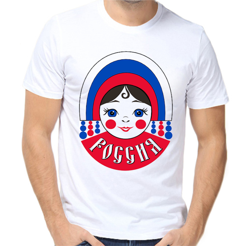 

Футболка мужская белая 54 р-р с надписью Россия Россия, Белый, fm_matreshka_Rossiya