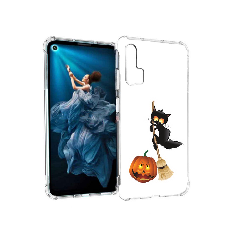 

Чехол MyPads Tocco для Honor 20 Pro хэлуинский котик (PT129185.18.667), Прозрачный, Tocco