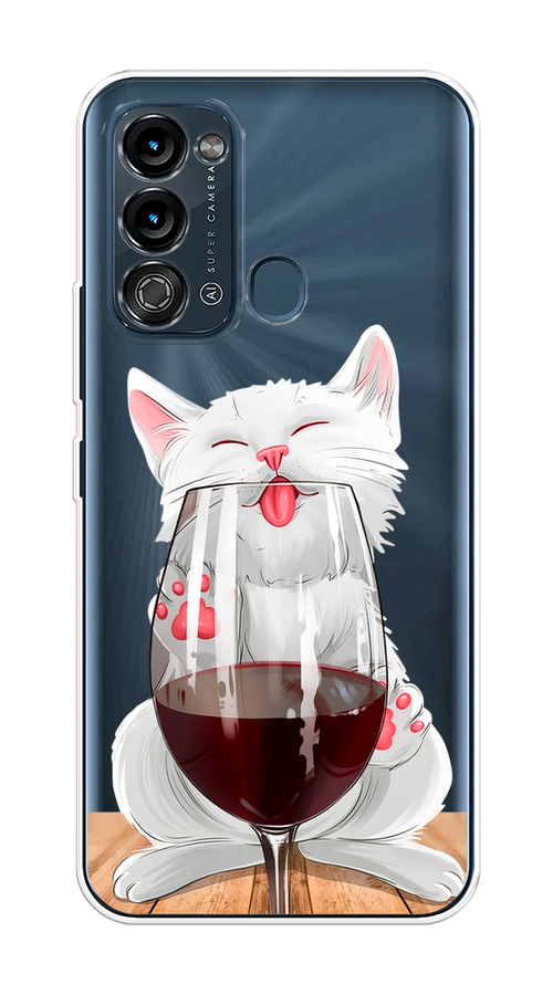 

Чехол на Itel Vision 3 "Кот с бокалом", Прозрачный;белый;красный, 3200850-1