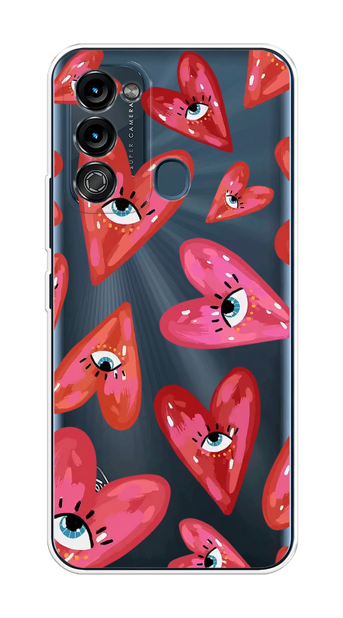 

Чехол на Itel Vision 3 "Сердечки с глазами", Коричневый;красный;розовый, 3200850-1