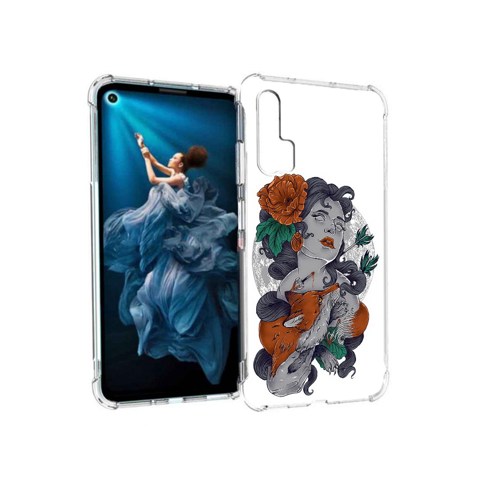 

Чехол MyPads Tocco для Honor 20 Pro темная девушка с лисой (PT129185.18.639), Прозрачный, Tocco