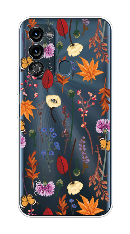 

Чехол на Itel Vision 3 "Orange Purple flowers", Оранжевый;красный;розовый;желтый;прозрачный, 3200850-1