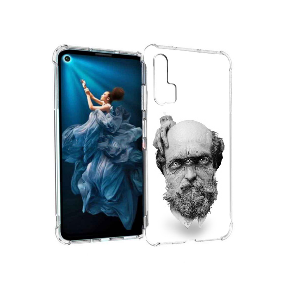 

Чехол MyPads Tocco для Honor 20 Pro страшный бородатый мужчина абстракция, Прозрачный, Tocco