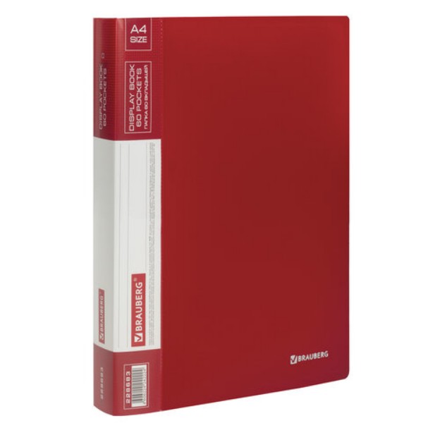Папка 60 вкладышей Brauberg стандарт, красная, 0,8 мм, 228683, набор из 4 шт