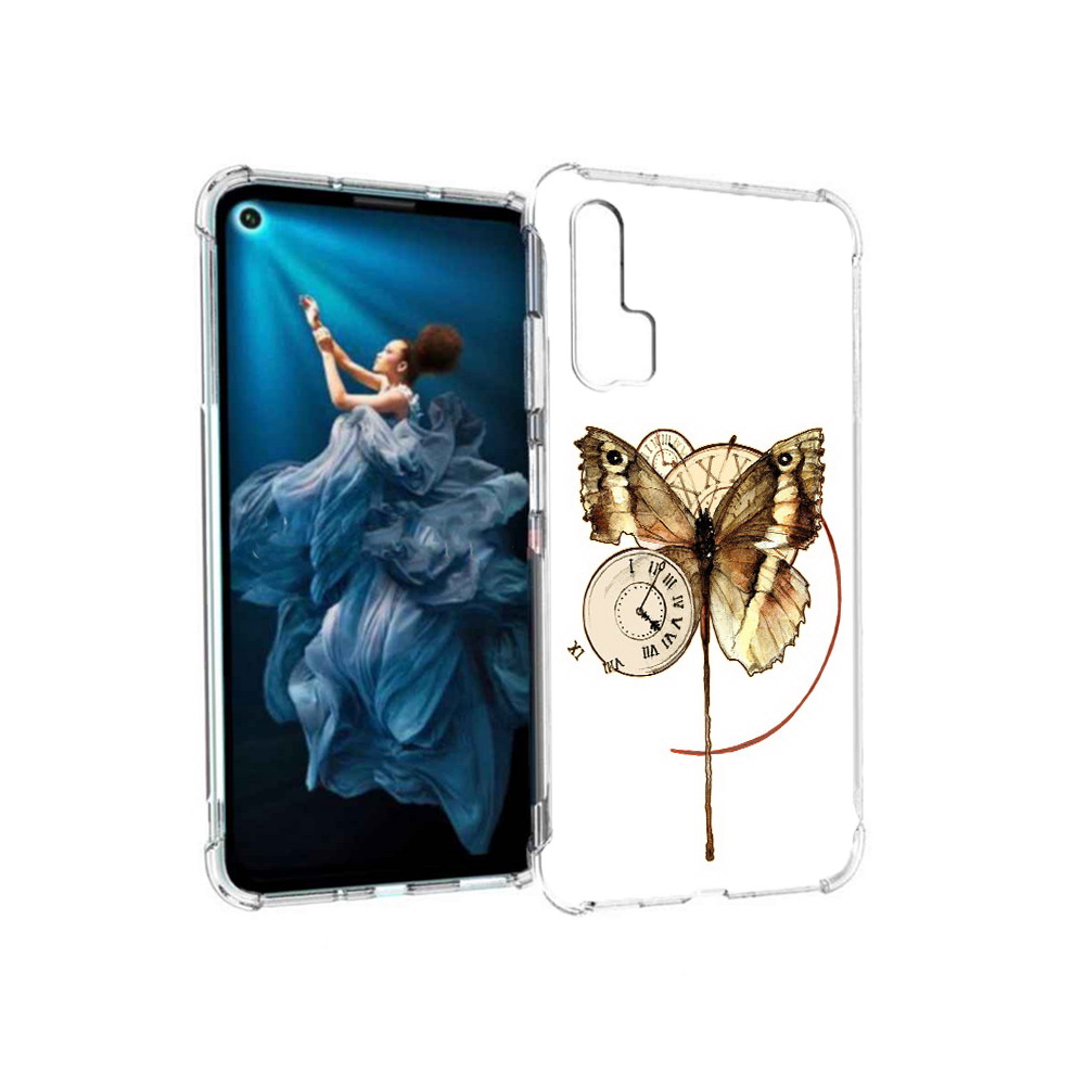 

Чехол MyPads Tocco для Honor 20 Pro старинные часы с бабочкой (PT129185.18.622), Прозрачный, Tocco