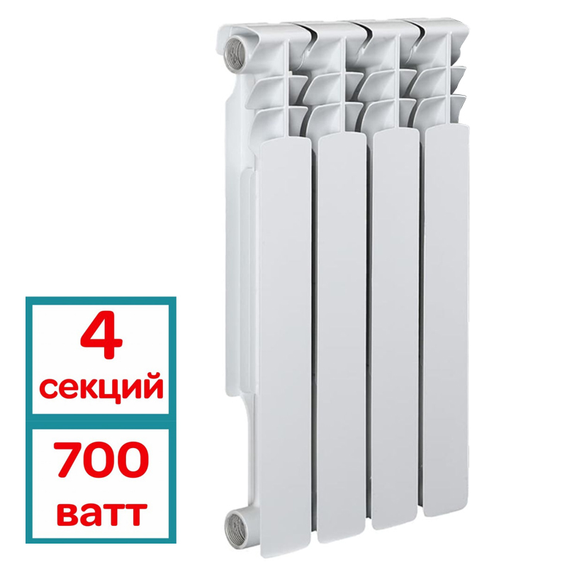 Радиатор АКВАПРОМ BI 500/80 B20 4 секции 00-00017647, белый