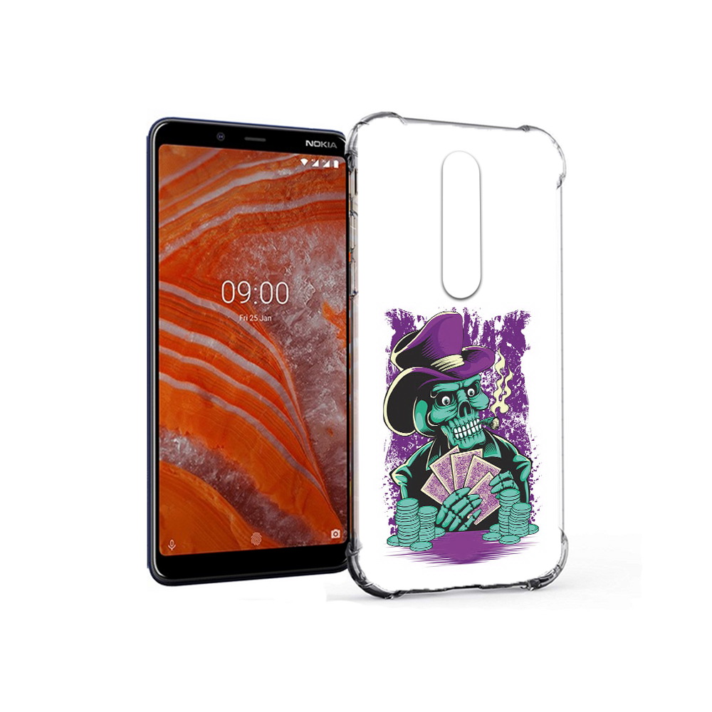 

Чехол MyPads Tocco для Nokia 3.1 Plus зеленый череп с картами (PT121397.96.361), Прозрачный, Tocco