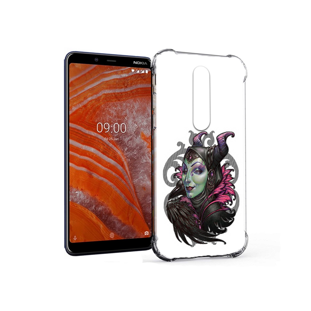 

Чехол MyPads Tocco для Nokia 3.1 Plus зеленая девушка с вороном (PT121397.96.357), Прозрачный, Tocco