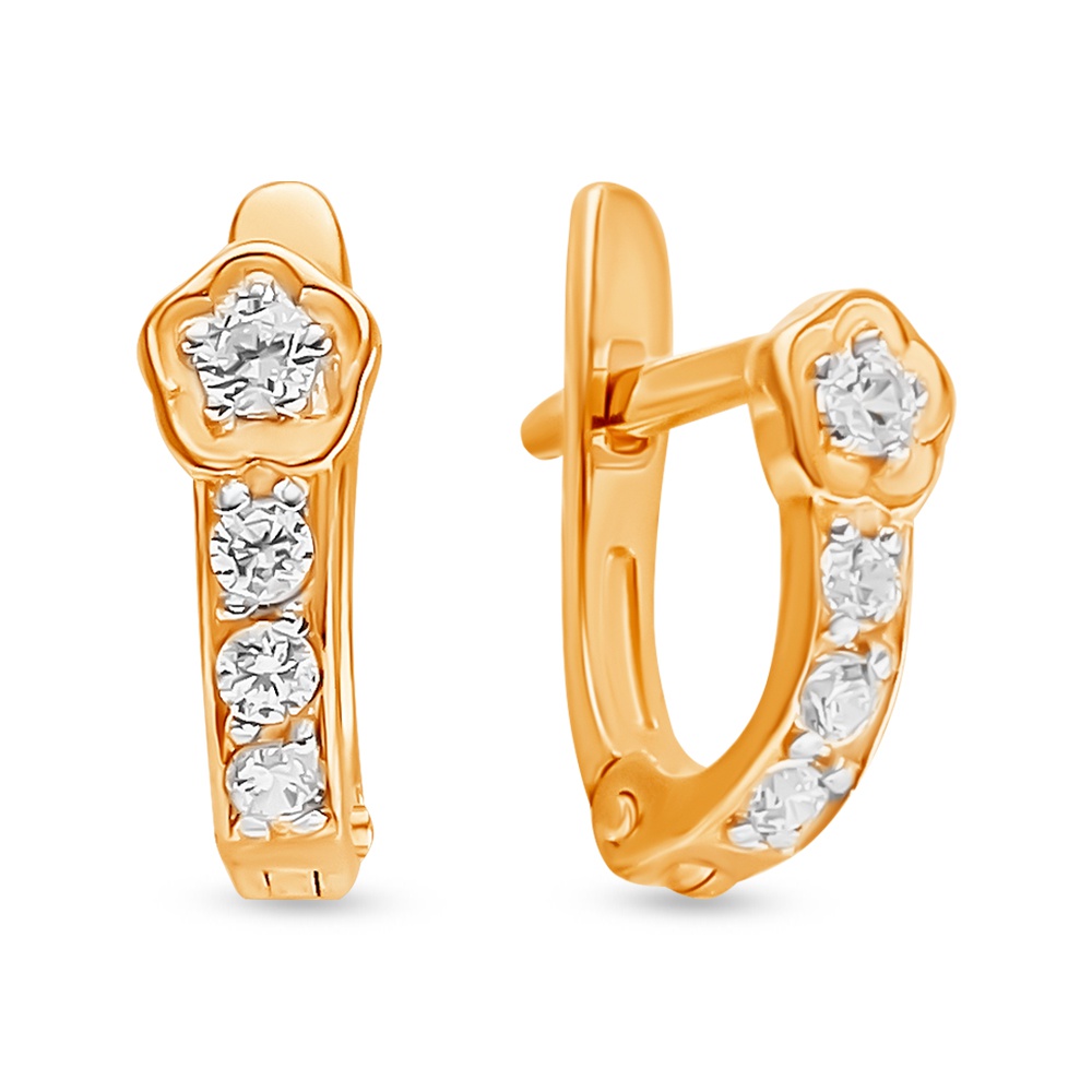 

Серьги из красного золота 585Gold 602001178, фианит, 602001178