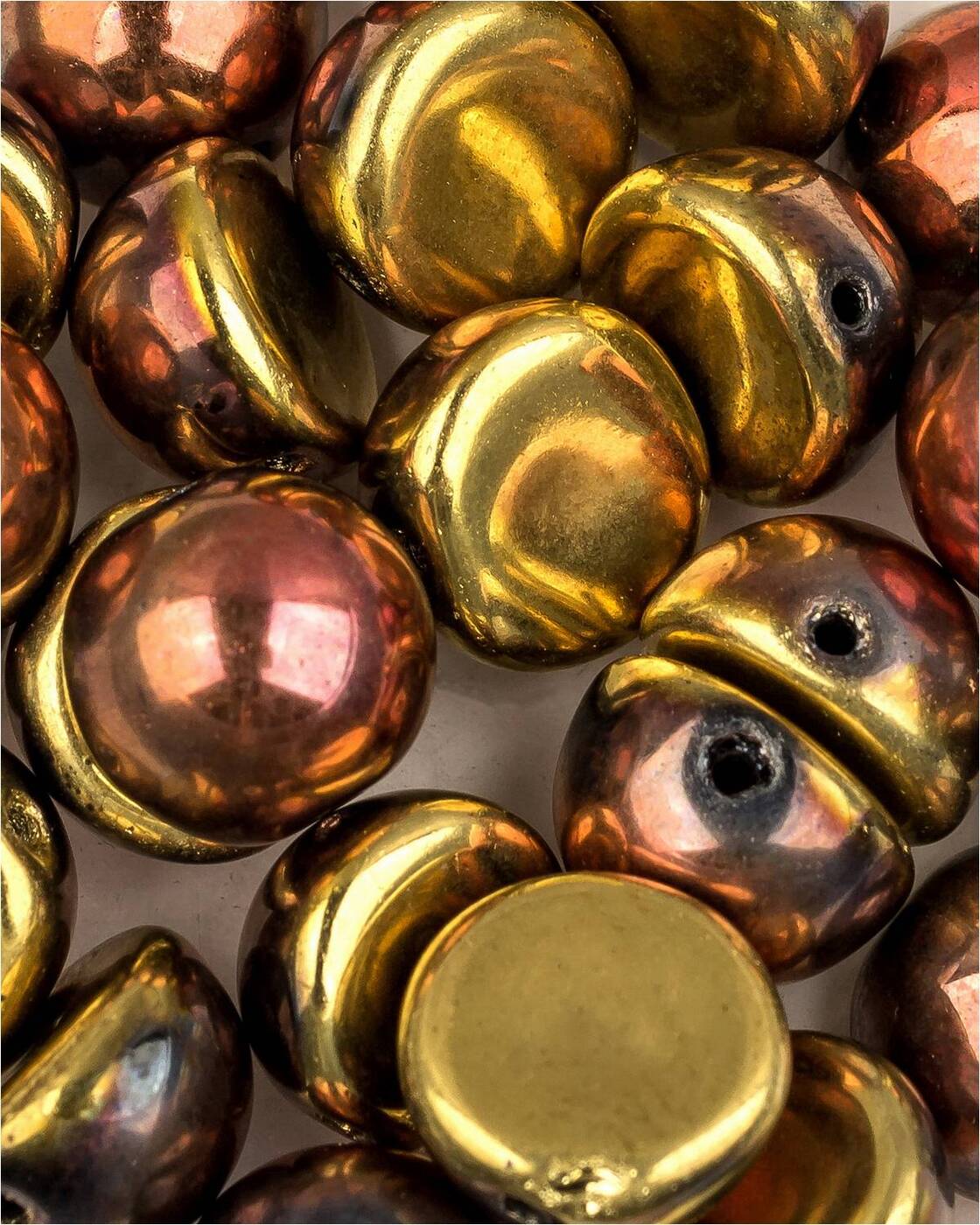 Бусины Czech Beads с одним отверстием, Dome Bead, 10х6 мм Jet California Gold Rush, 5 шт