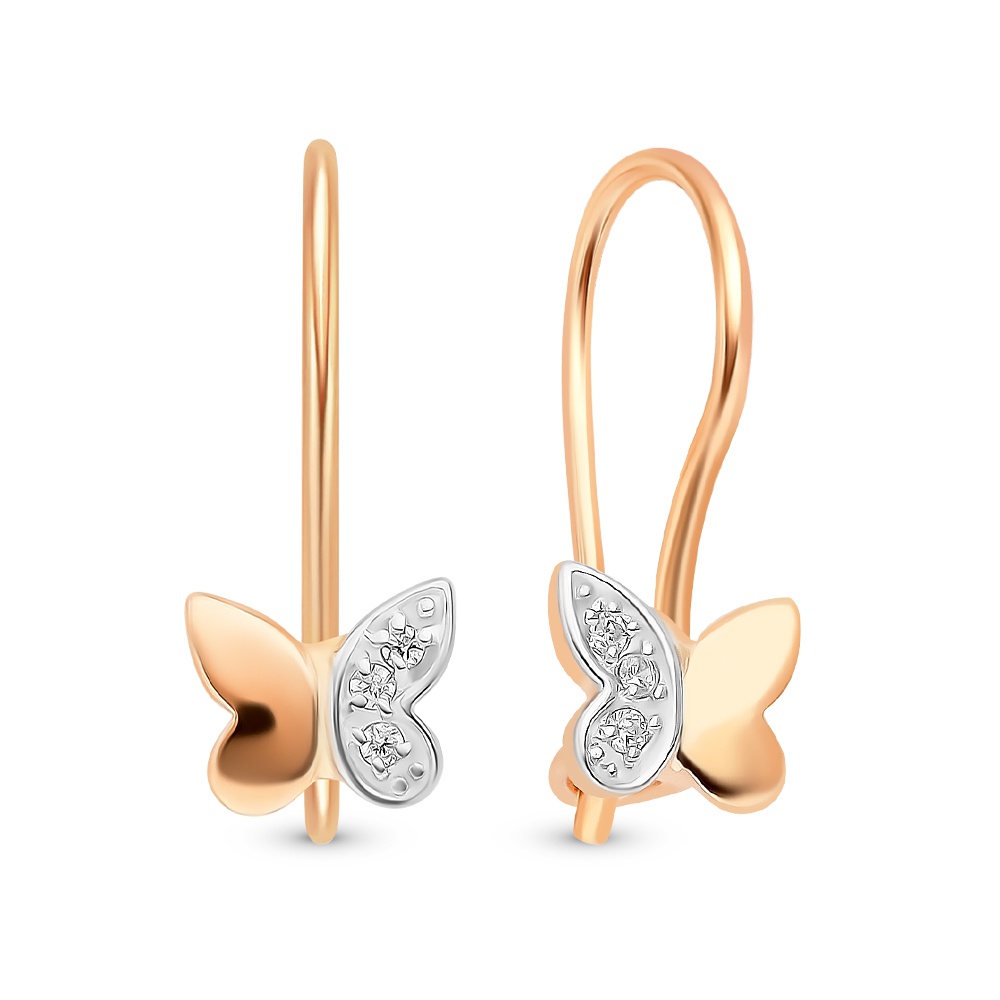 

Серьги из красного золота 585Gold 602001154, фианит, 602001154