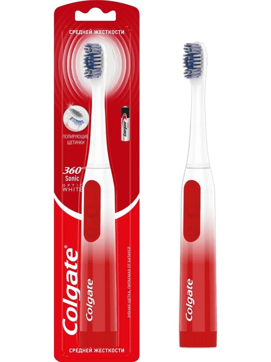 фото Зубная щетка colgate 360 sonic optic white средней жесткости