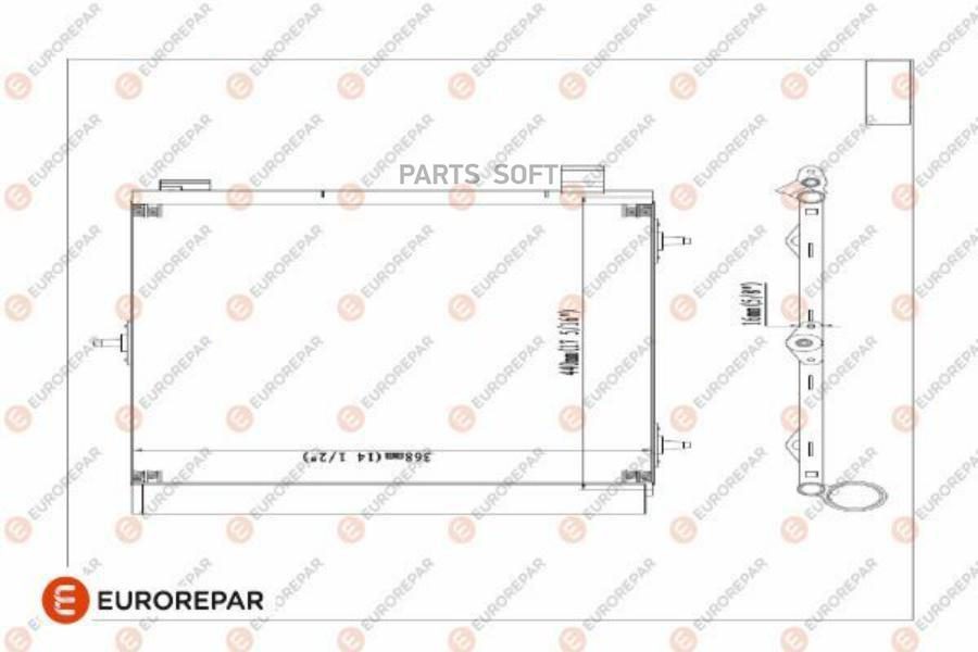 

EUROREPAR Радиатор кондиционера CITROEN C2/C3 03>, Peugeot 207 06>, 520x425x16