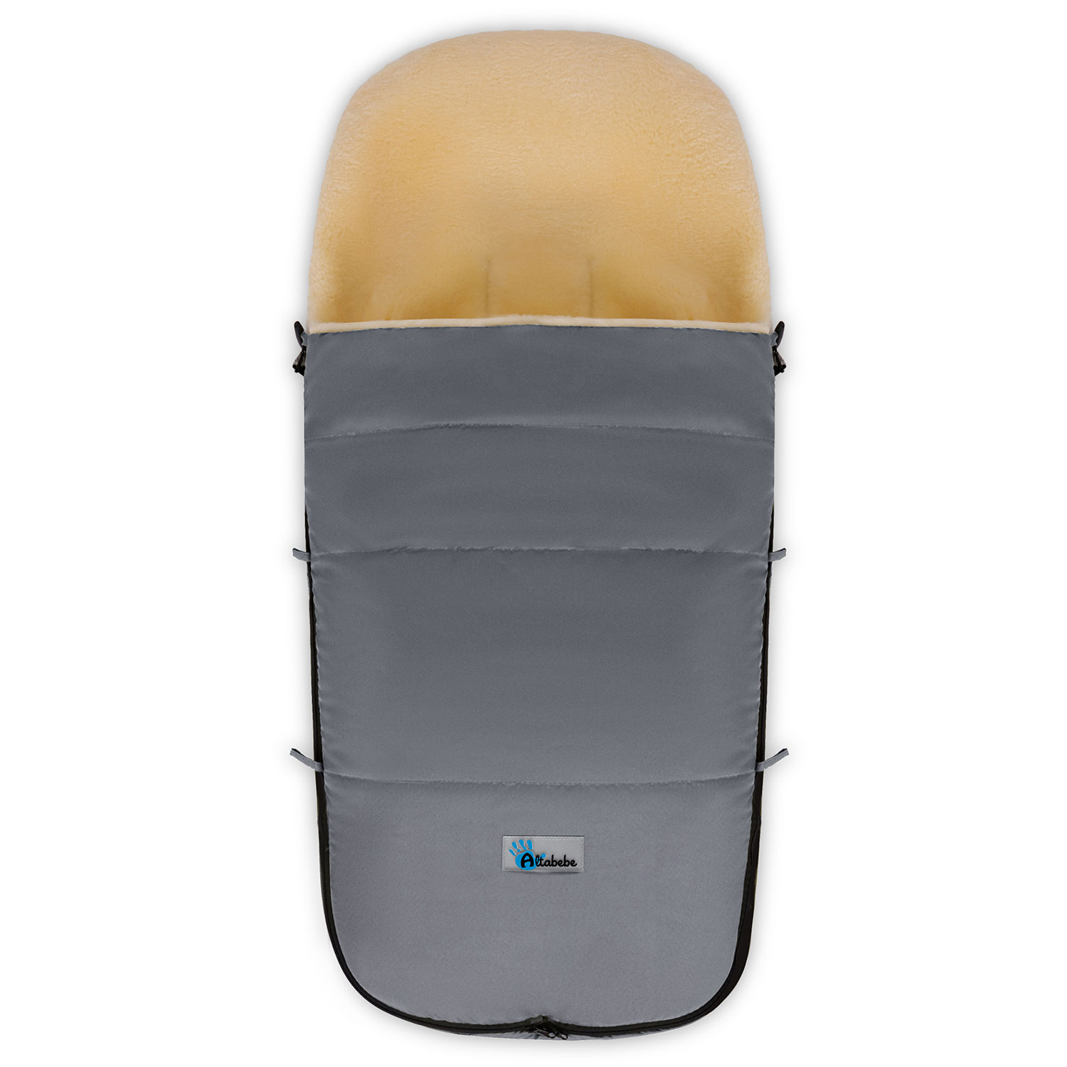 фото Конверт-мешок для детской коляски altabebe lambskin-bugaboo footmuff dark grey