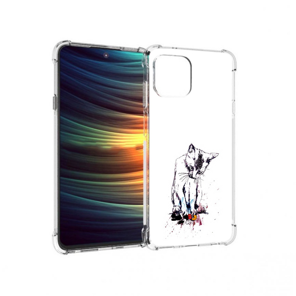 

Чехол MyPads Tocco для Motorola 20 Lite кот и микки (PT227073.348.399), Прозрачный, Tocco