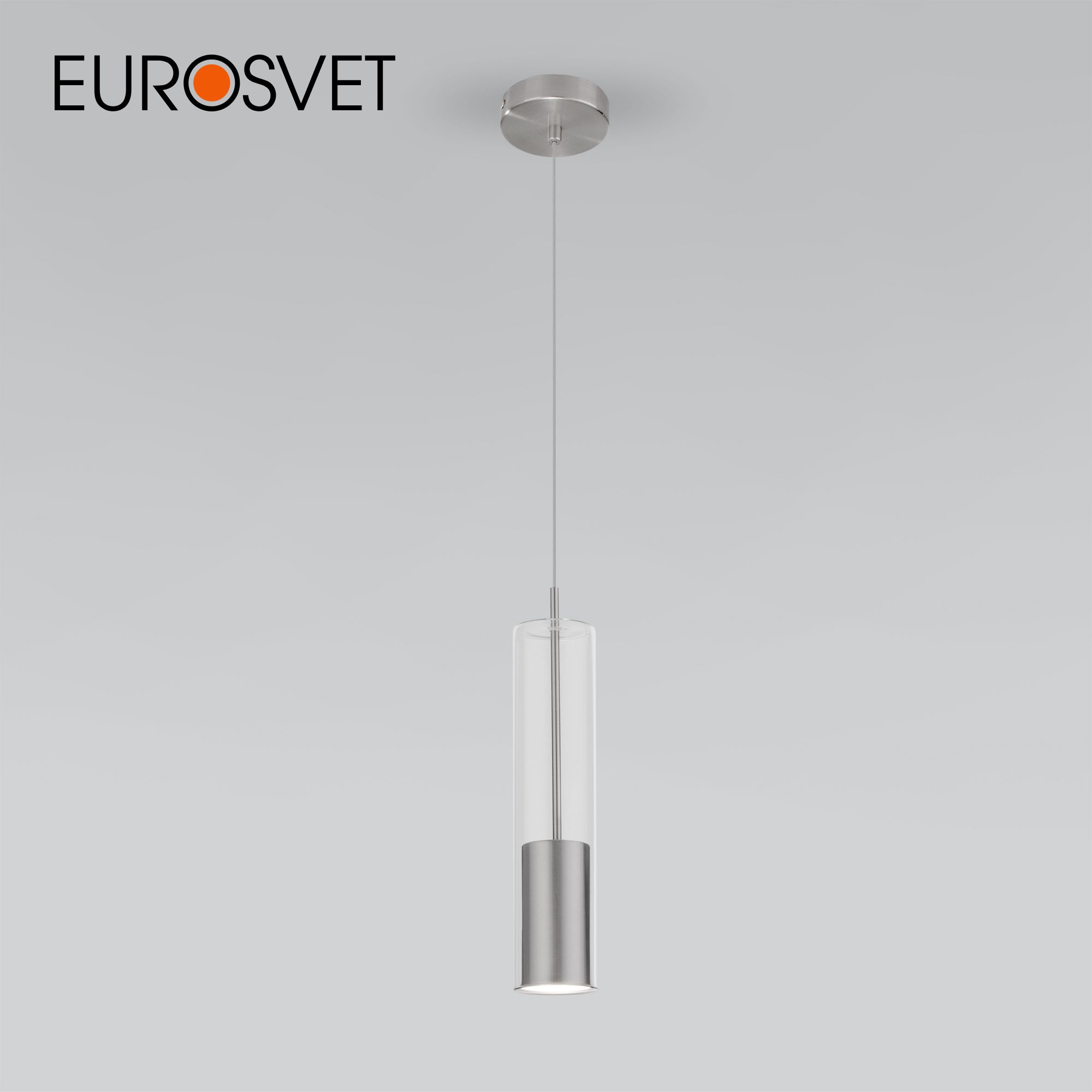 

Подвесной светильник Eurosvet Solita 50249/1 никель с прозрачным стеклянным плафоном GU10
