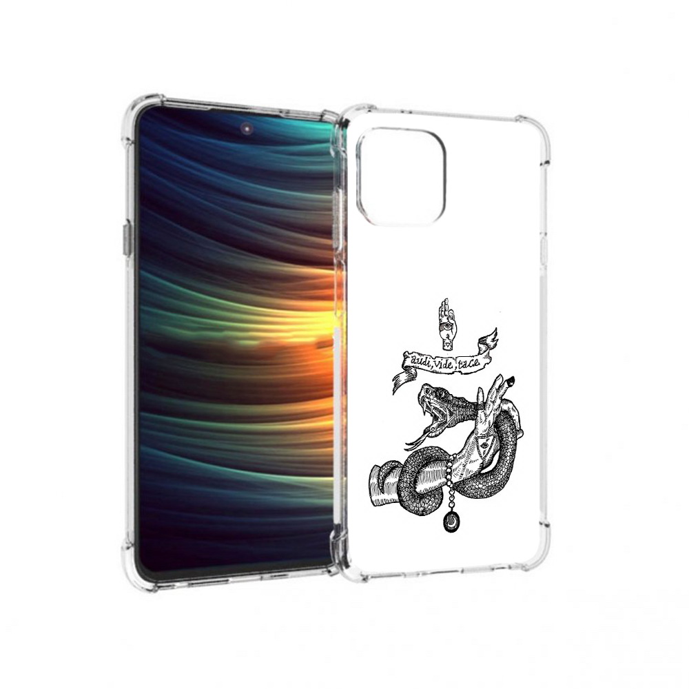 

Чехол MyPads Tocco для Motorola 20 Lite змея на руке рисунок (PT227073.348.366), Прозрачный, Tocco