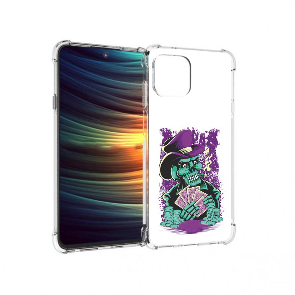 

Чехол MyPads Tocco для Motorola 20 Lite зеленый череп с картами (PT227073.348.361), Прозрачный, Tocco