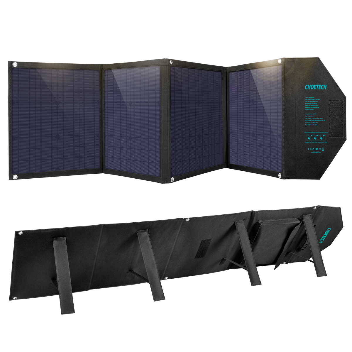 фото Портативная складная солнечная батарея - панель choetech 80 вт solar power (sc007)