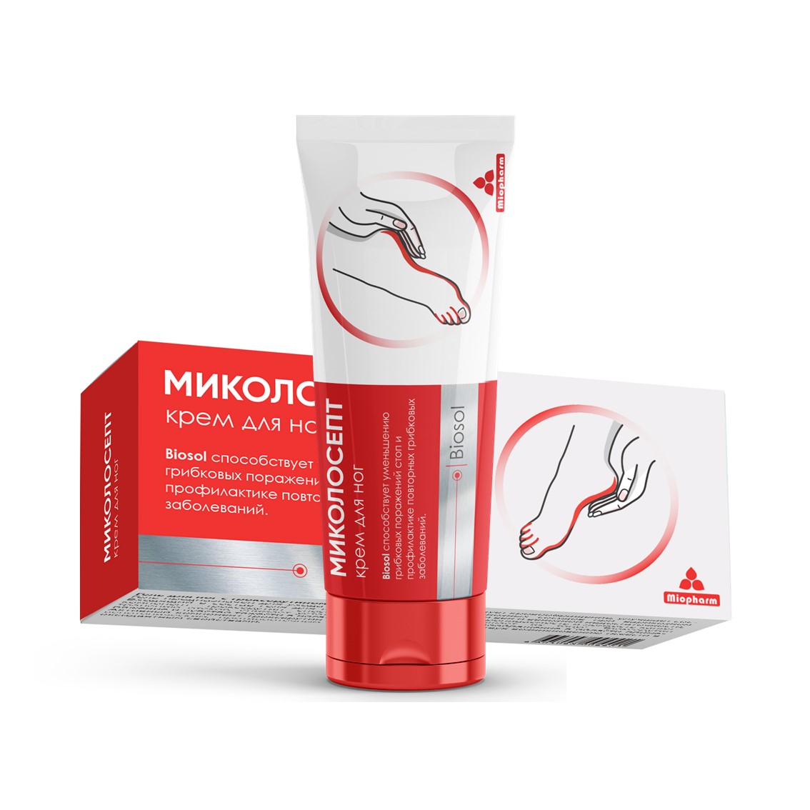 Крем от грибка Miopharm Миколосепт для ног с мочевиной 15% 75 мл