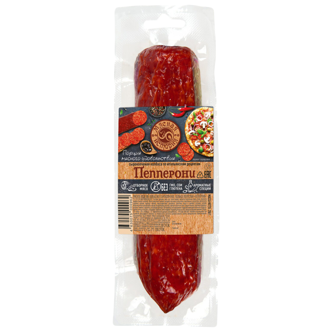 

Колбаса сырокопчёная Мясная история пепперони, 250 г