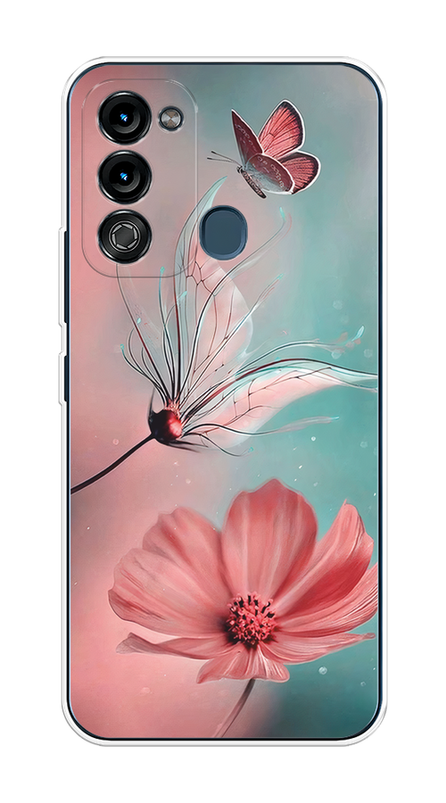 

Чехол на Itel Vision 3 "Бабочка и цветок", Голубой;розовый, 3200850-1