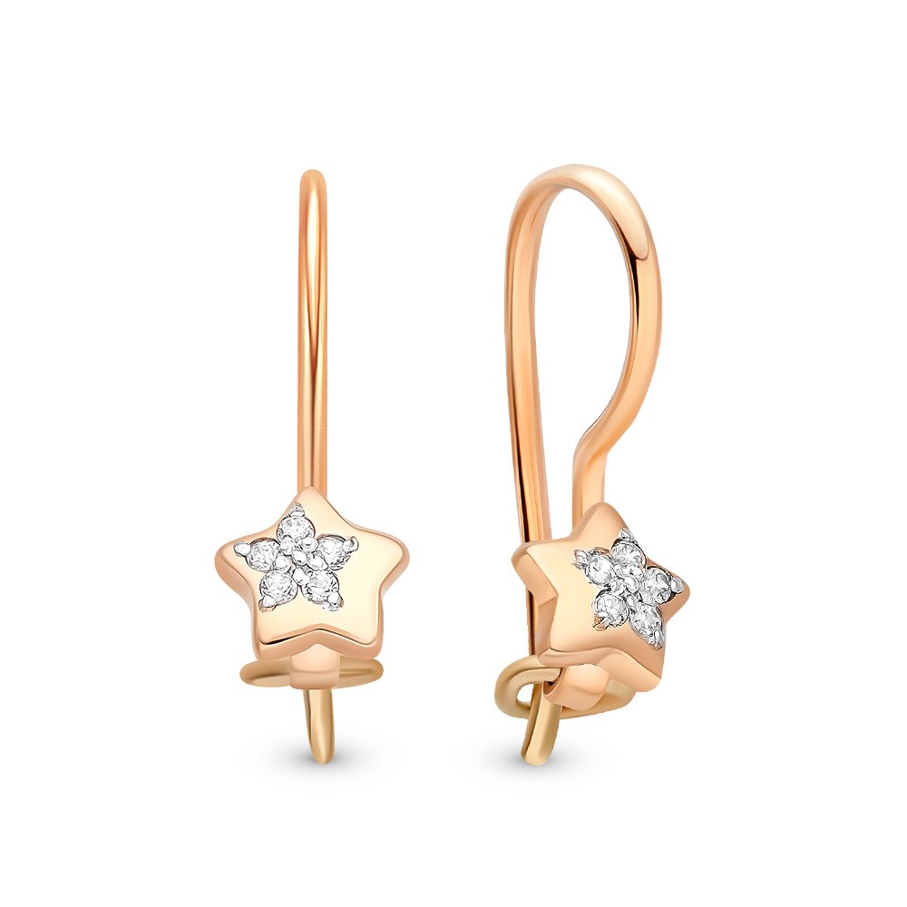 

Серьги из красного золота 585Gold 602001048, фианит, 602001048