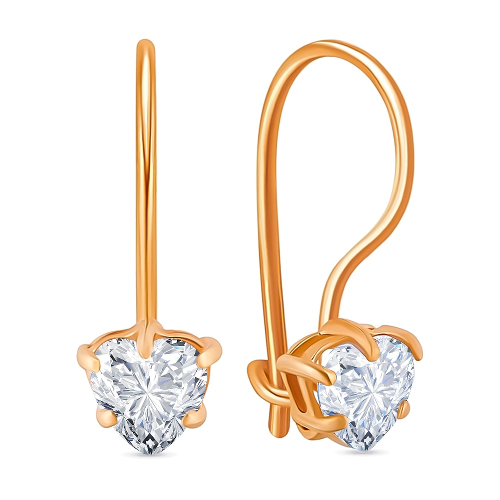 

Серьги из красного золота 585Gold 602000722, фианит, 602000722