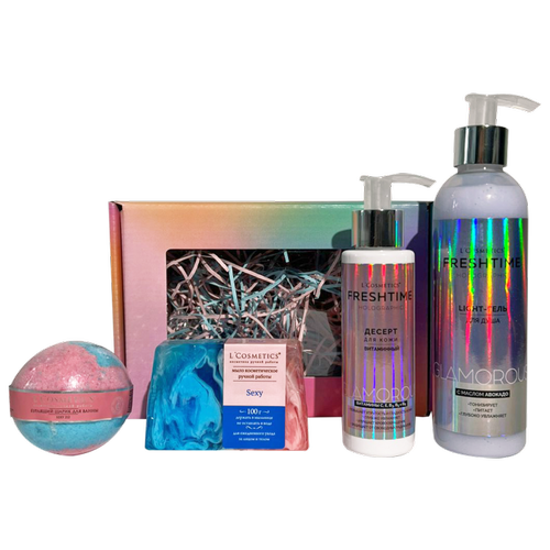 

Набор L`Cosmetics Night life Light-гель+десерт+мыло+буршарик+коробка+бумага