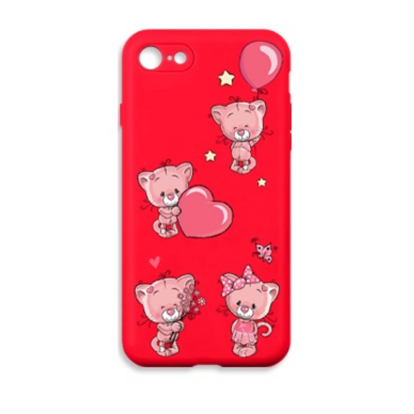 

Чехол iPhone 7/8/SE(2020) NANO 2.0 mm (с магнитом и принтом) "Котята" красный