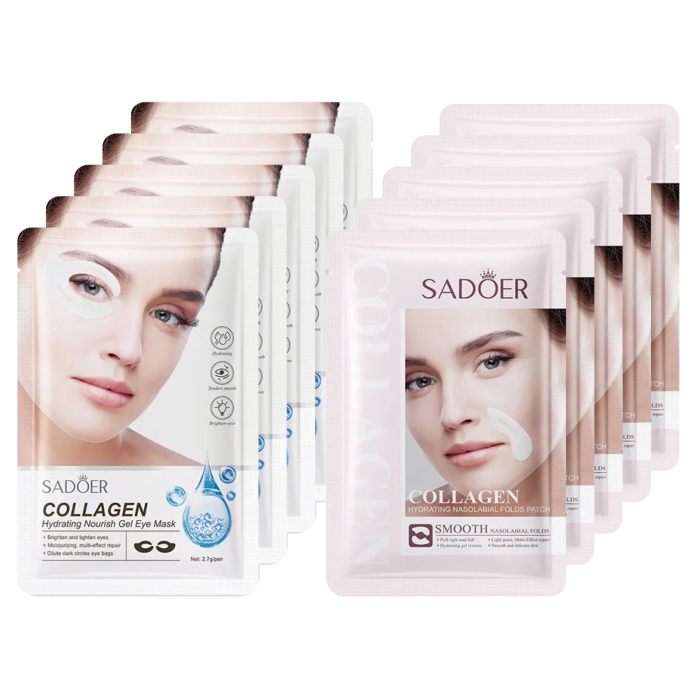 Набор Патчей Sadoer для кожи вокруг глаз и для носогубных складок 27 г 10 шт shiseido набор с питательным кремом разглаживающим морщины benefiance