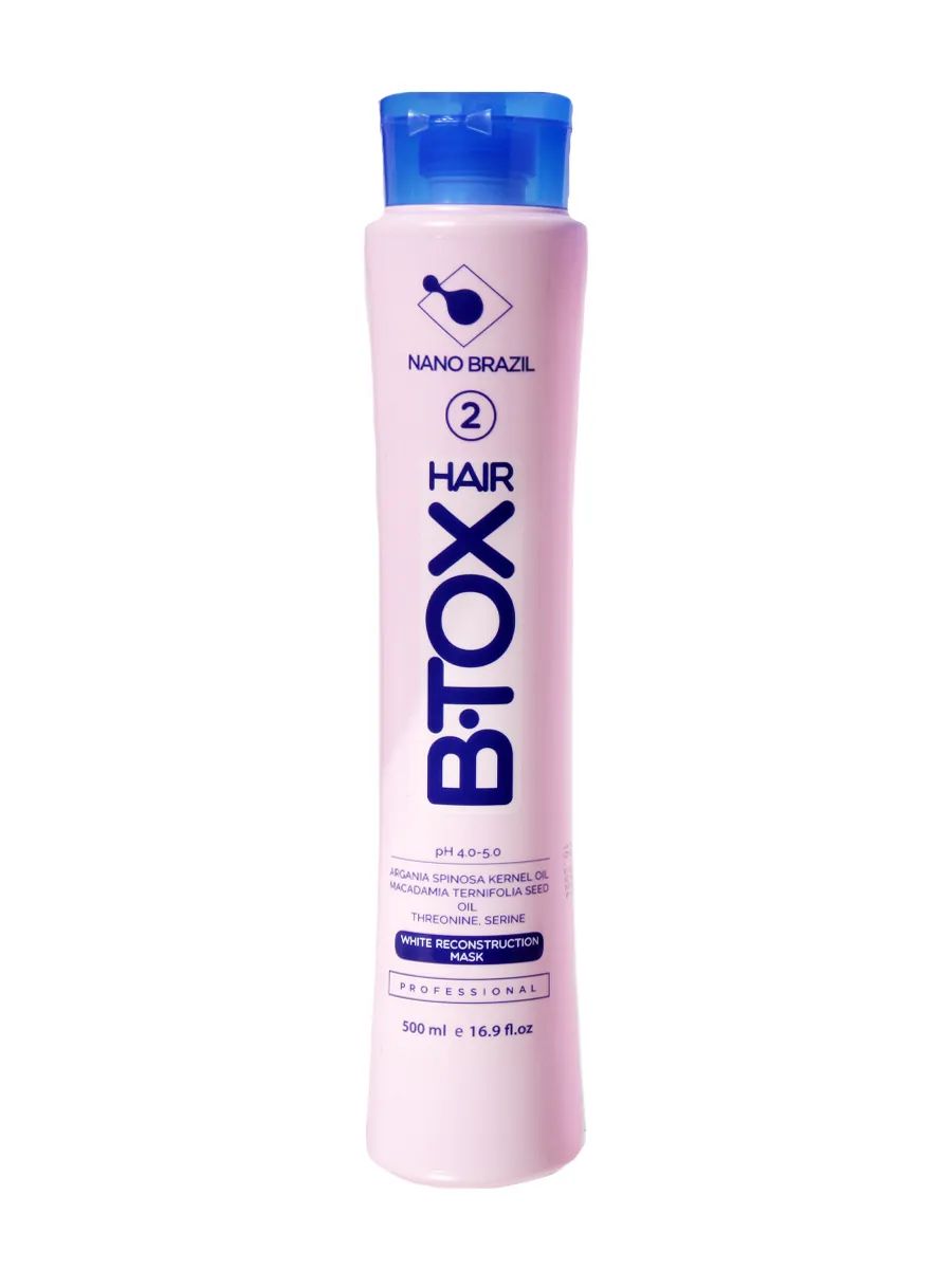 Маска-реконструктор Nano Brazil Hair BTox White Reconstruction Mask 2 шаг 500 мл средство по уходу за волосами nano brazil hair btox blue 2х500 мл