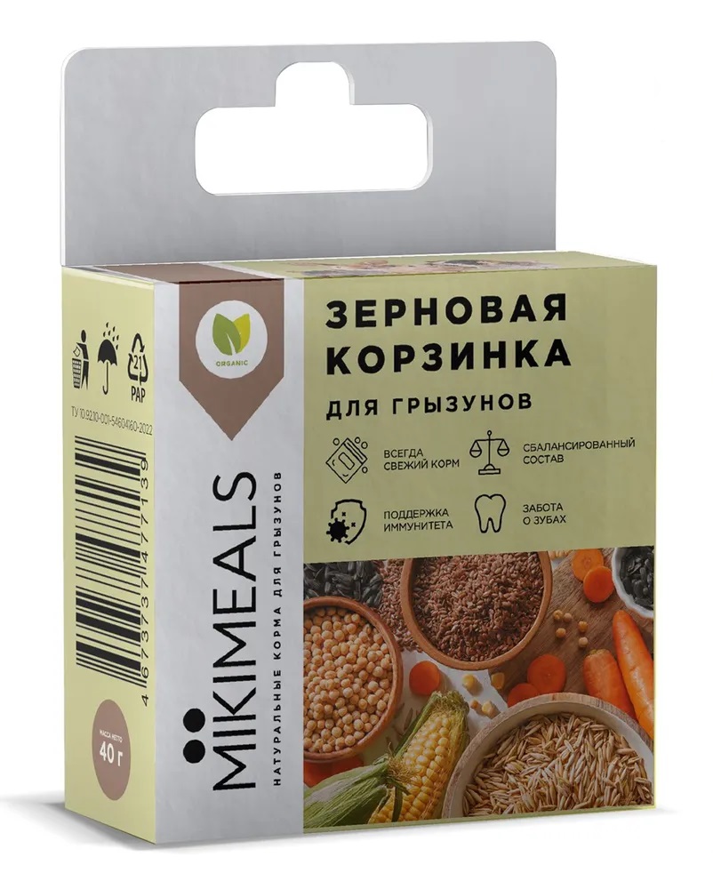 Лакомство Mikimeals корзина зерновая для любых грызунов 40гр