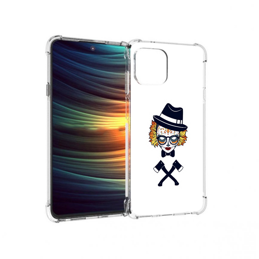 

Чехол MyPads Tocco для Motorola 20 Lite девушка в маске с топорами рисунок, Прозрачный, Tocco