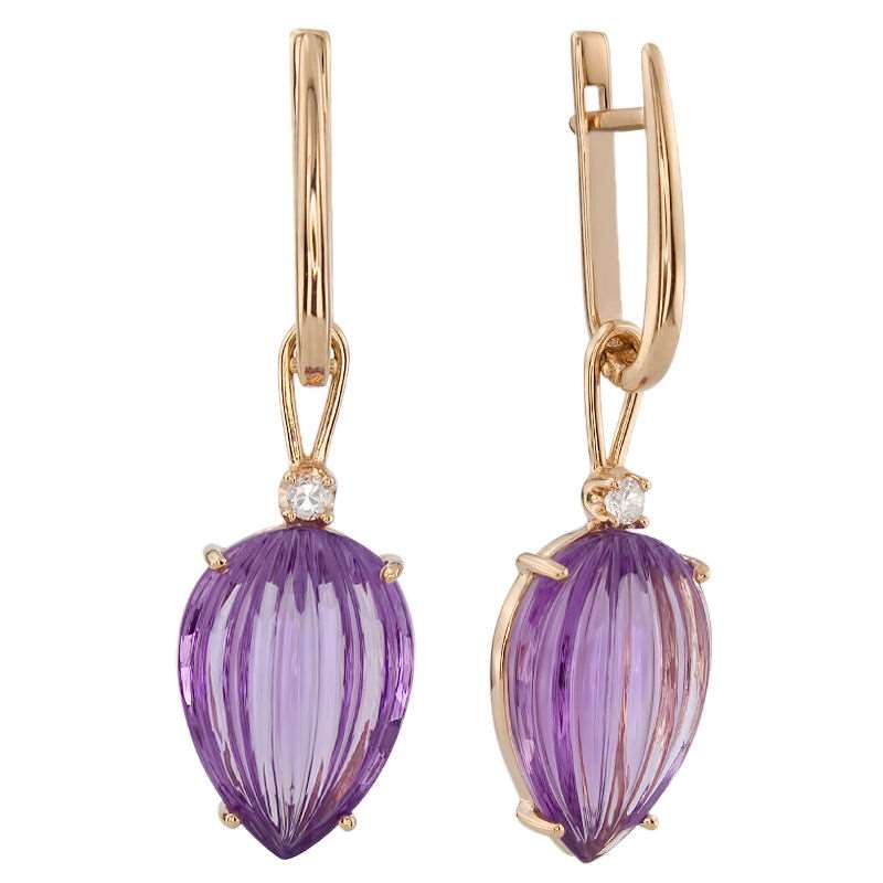 

Серьги из красного золота с фианитом/аметистом ALORIS Серьги 1460АКц, Серьги 1460АКц