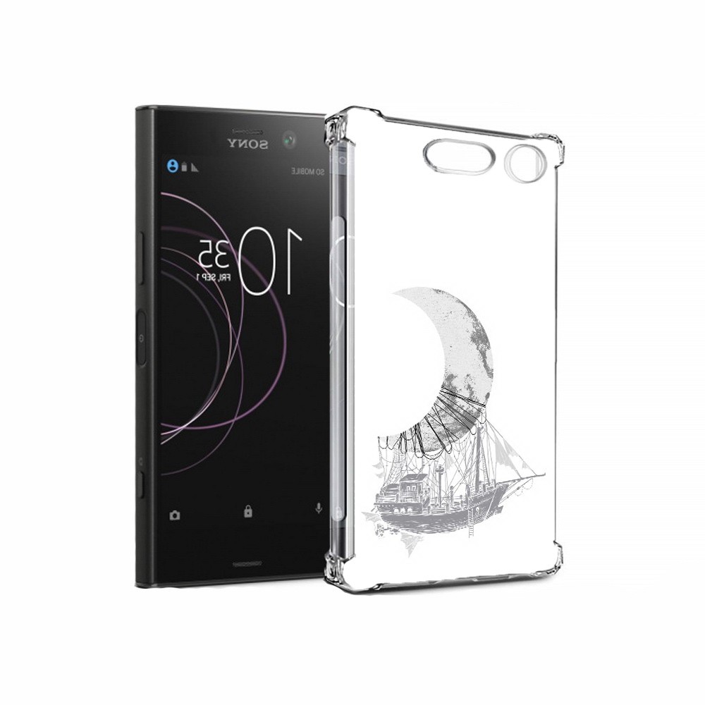 

Чехол MyPads Tocco для Sony Xperia XZ1 черно белый корабль полумесяц (PT77229.221.684), Прозрачный, Tocco