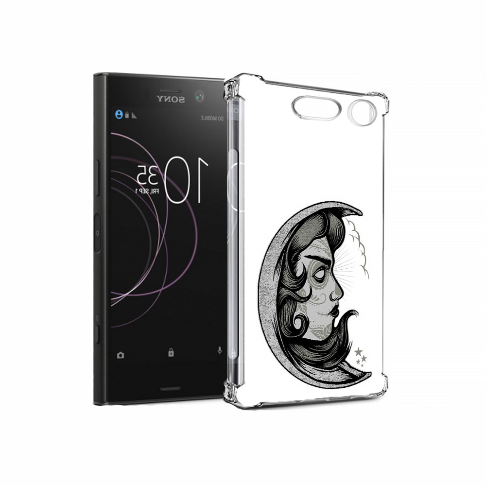 

Чехол MyPads Tocco для Sony Xperia XZ1 черно белая луна с лицом (PT77229.221.680), Прозрачный, Tocco