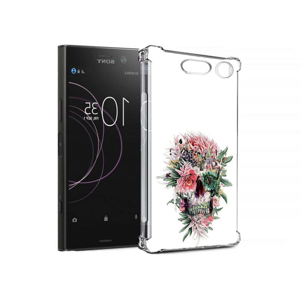 

Чехол MyPads Tocco для Sony Xperia XZ1 череп из цветов (PT77229.221.677), Прозрачный, Tocco