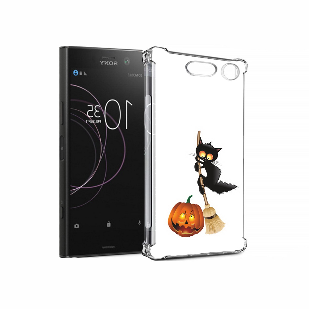 

Чехол MyPads Tocco для Sony Xperia XZ1 хэлуинский котик (PT77229.221.667), Прозрачный, Tocco