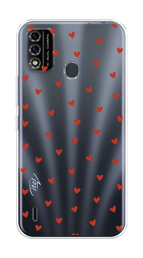 

Чехол на Itel A48 "Red hearts", Красный;прозрачный, 3200150-1