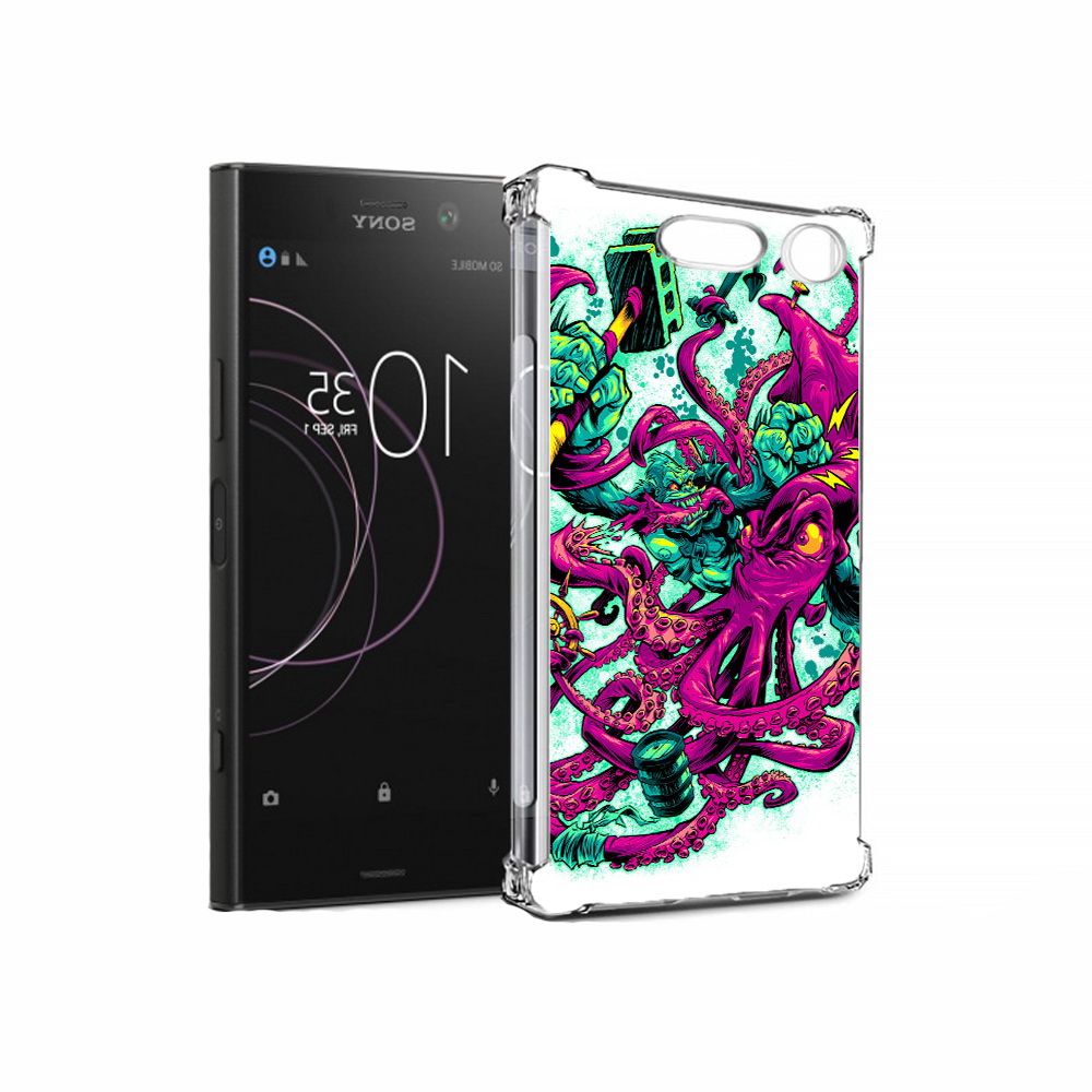 

Чехол MyPads Tocco для Sony Xperia XZ1 фиолетовый кракен (PT77229.221.657), Прозрачный, Tocco