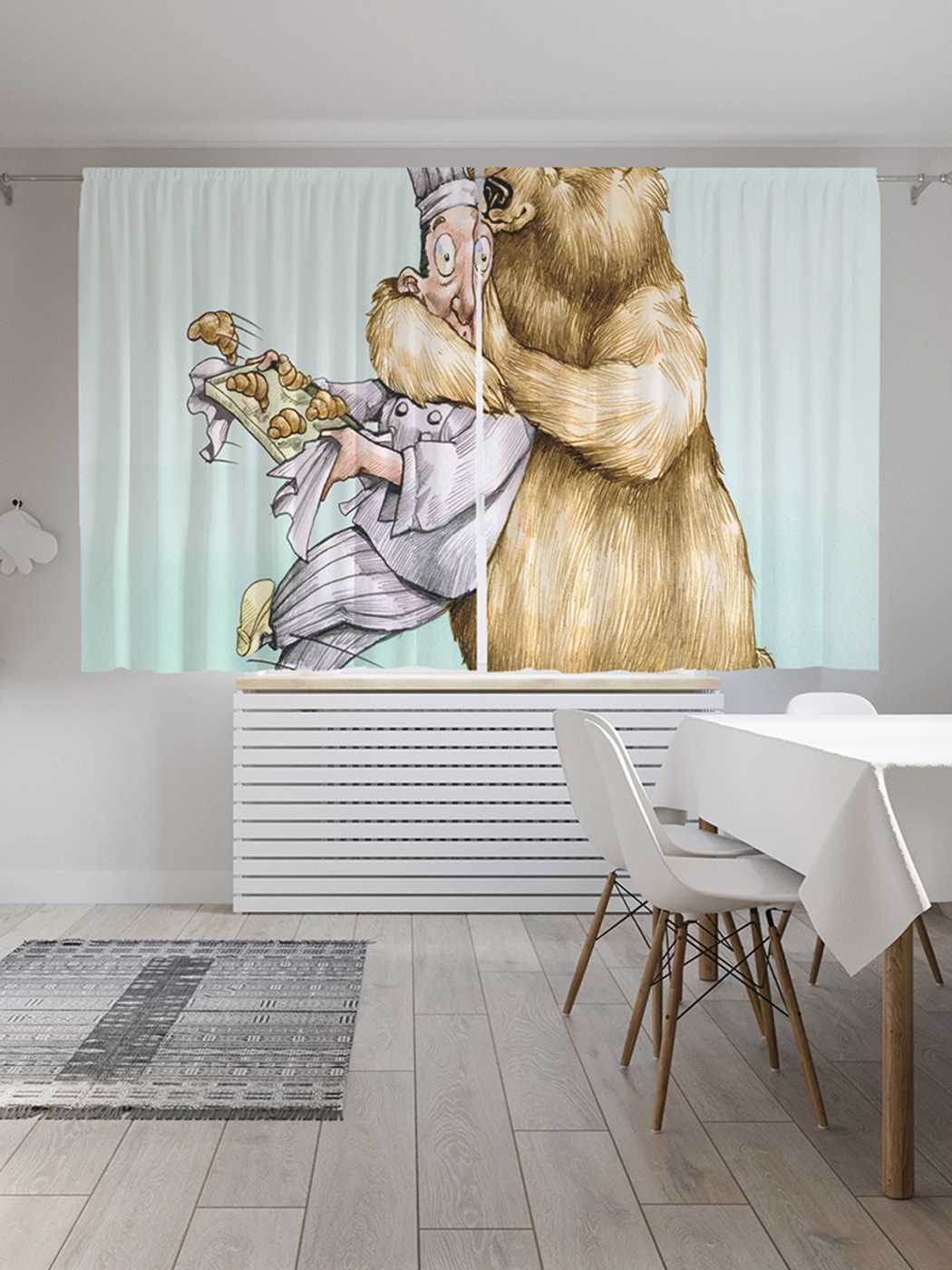 

Шторы JoyArty "Медведь обнимается с поваром", Oxford DeLux, 2 полотна 145x180 см, Медведь обнимается с поваром