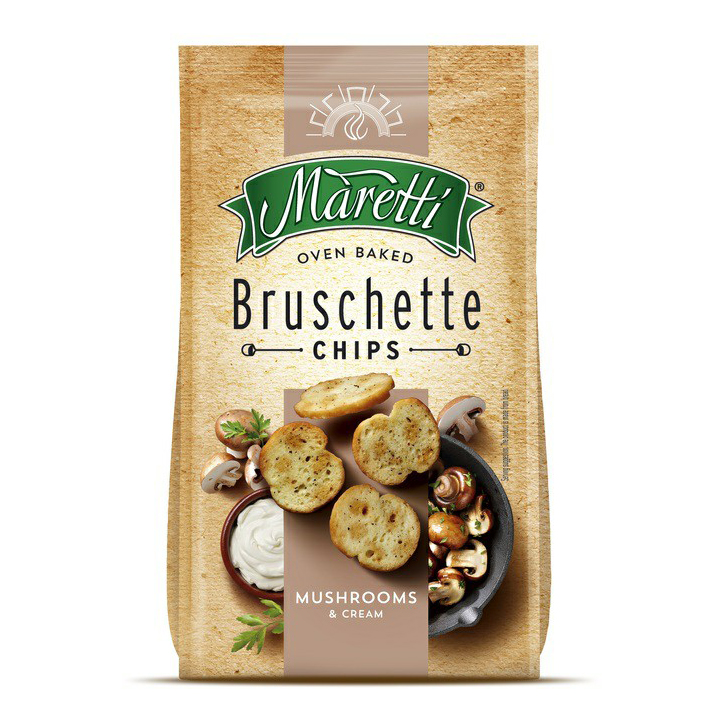 Сухарики пшеничные Maretti Bruschette chips Грибы со сметаной 70 г