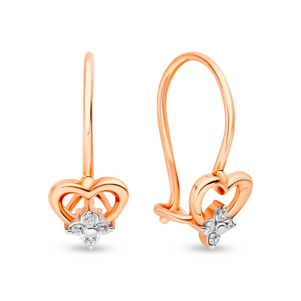 

Серьги из красного золота 585Gold 602001071, фианит, 602001071