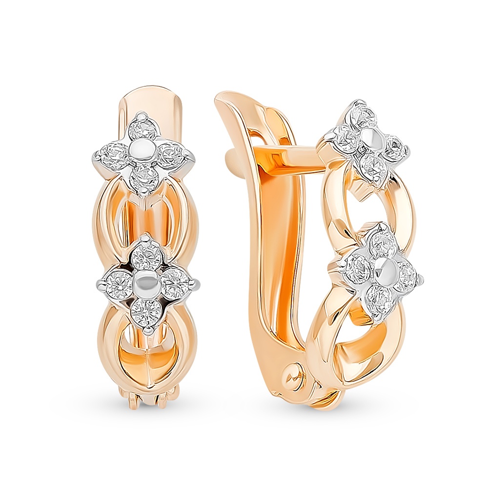 

Серьги из красного золота 585Gold 602001070, фианит, 602001070