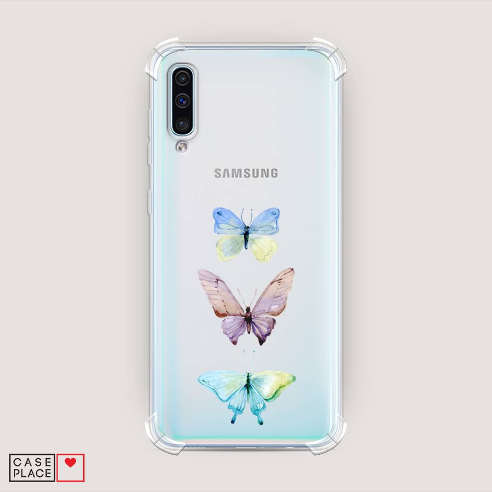 фото Противоударный силиконовый чехол "акварельные бабочки" на samsung galaxy a50 awog