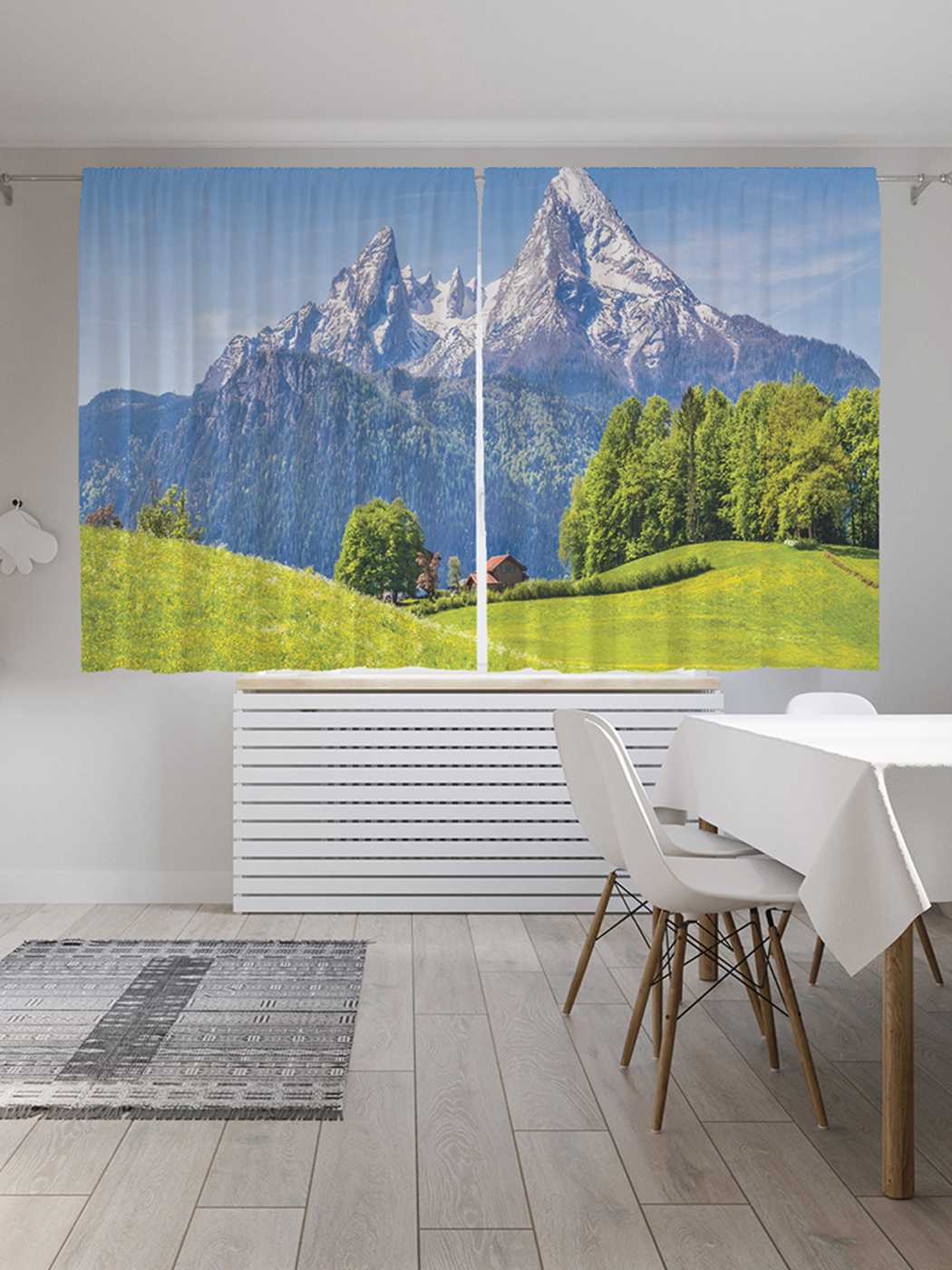 фото Классические шторы joyarty "поход в горы", серия oxford delux, 2 полотна 145x180 см