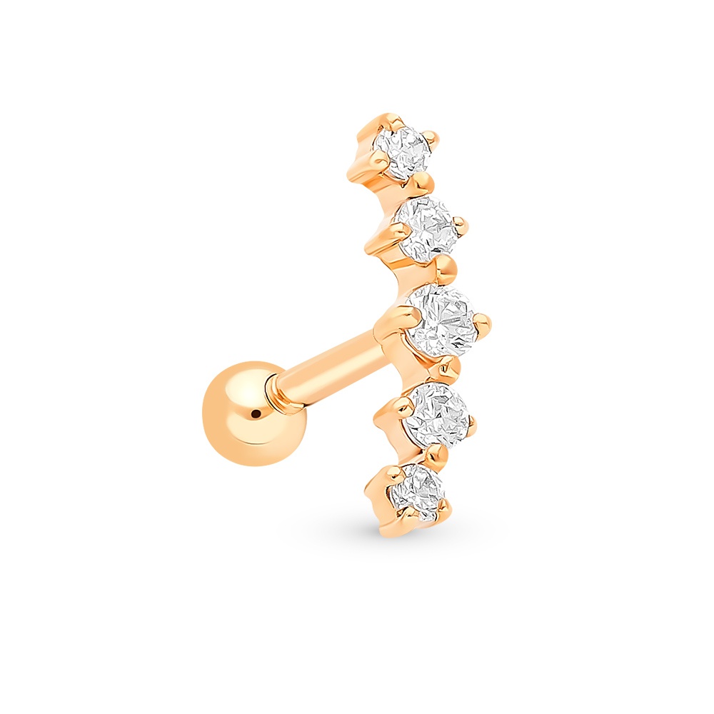 Пирсинг из красного золота с фианитом 585Gold 608000268