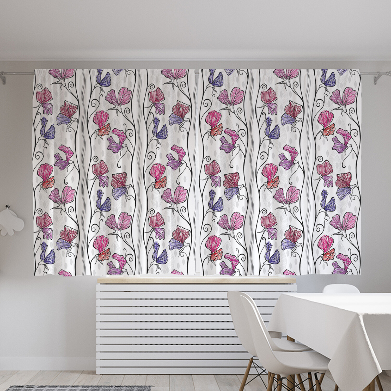 

Классические шторы JoyArty "Разрисованные цветы", серия Oxford DeLux, 2 полотна 145x180 см, Разрисованные цветы