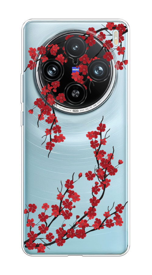 

Чехол на Vivo X100 Pro "Красная сакура", Красный;черный, 2611850-1